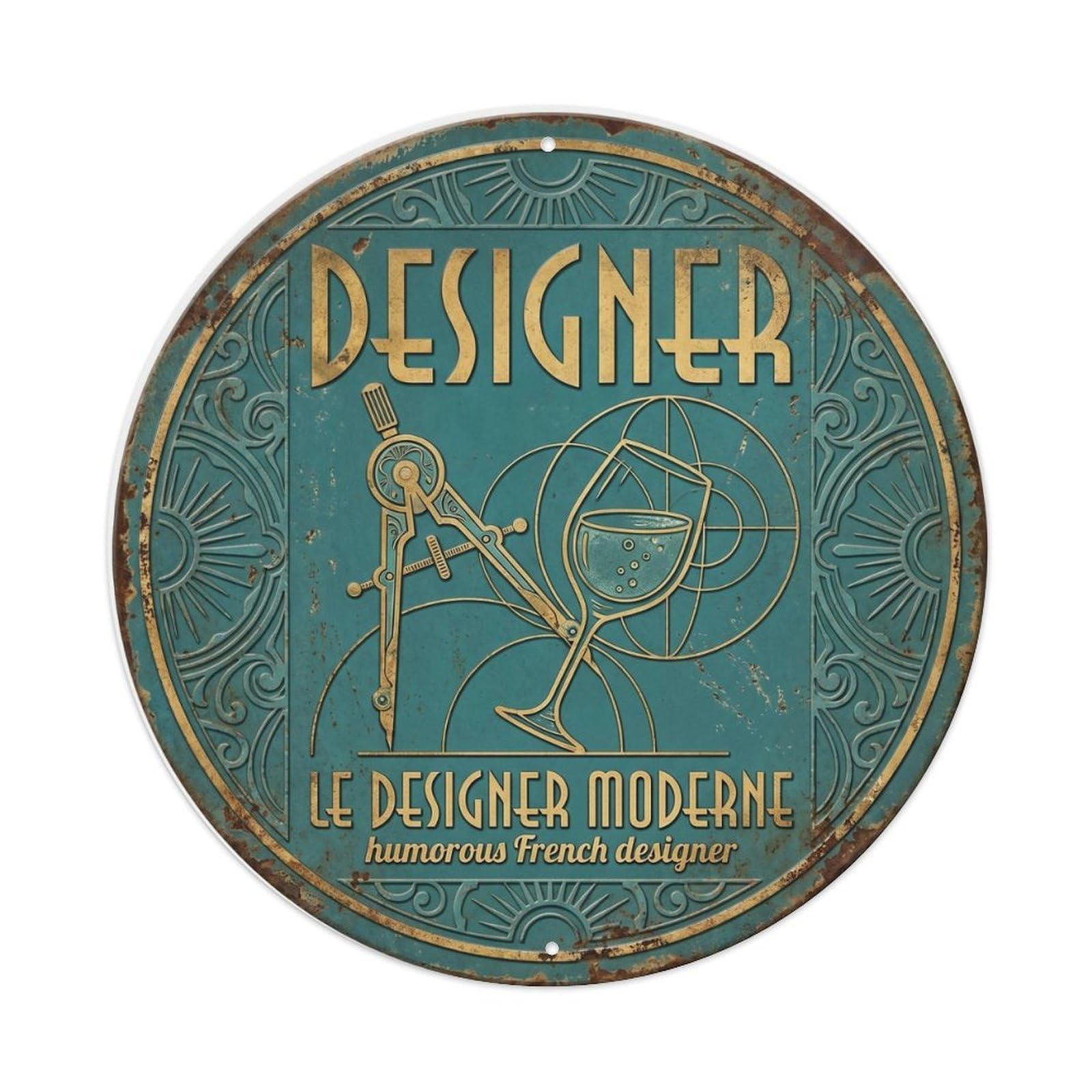 Designer Humorous Mancave Designer Metal Tin Sign Plaque Wall Decor for Cafe, Club Bar, Office, Home Garden Round Metal Poster 8x8Inch
