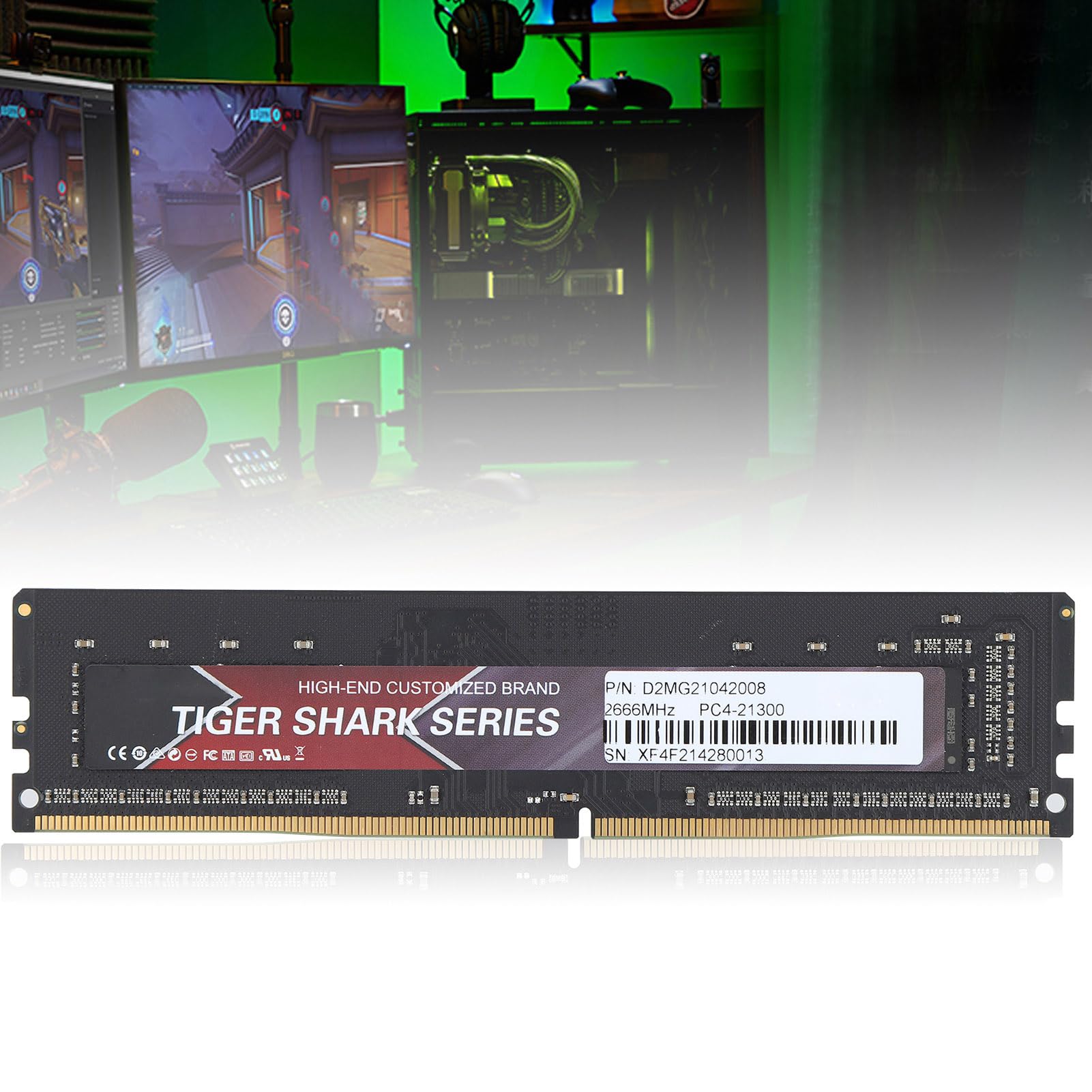 Pamięć RAM DDR4, Elegancka Aluminiowa Konstrukcja, Wysokowydajna pamięć Stacjonarna PCB, do Systemów Kompatybilnych z DDR4 2666 MHz PC4 25600 (8GB)