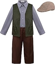 ReliBeauty Child's Victorian Age Costume 3-12 Years 4 Pieces with Hat Carnival