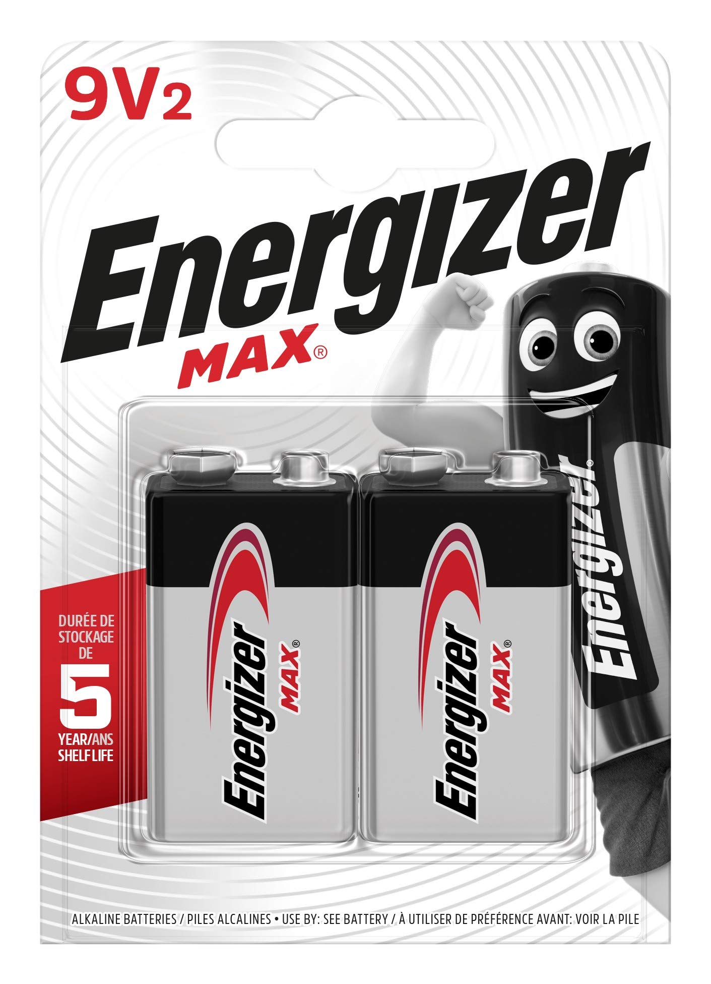 Energizer 9V Batteries, Max Alkaline Power, 2 Pack