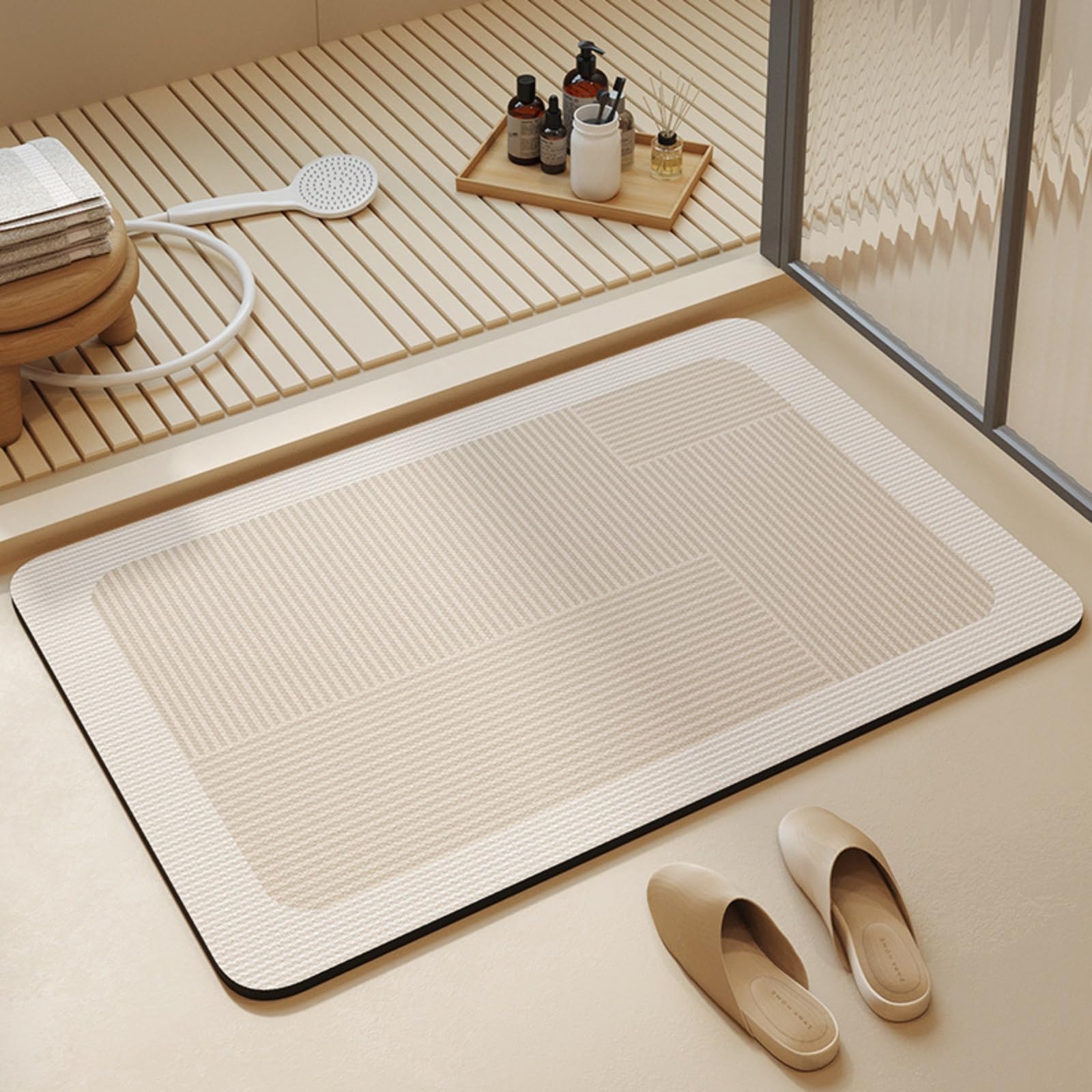 Tapis de bain antidérapant super absorbant antitache fin 45x70 pour salle de bain