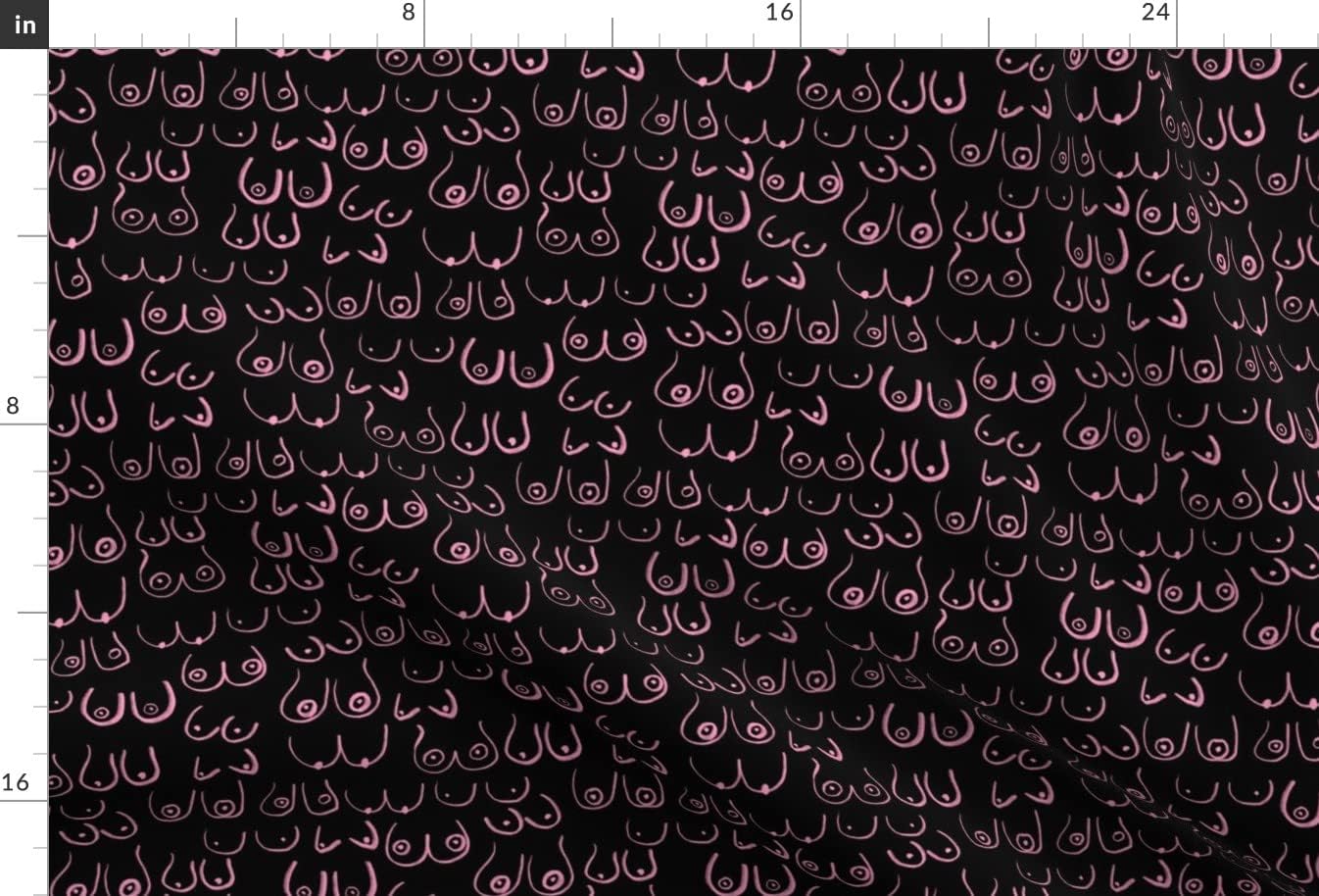Spoonflower Fabric - Boobs Pink Black Feminine Breast Cancer Awareness Printed on Minky Fabric by The Yard - Sewing Baby Blankets Quilt Backing Plush
