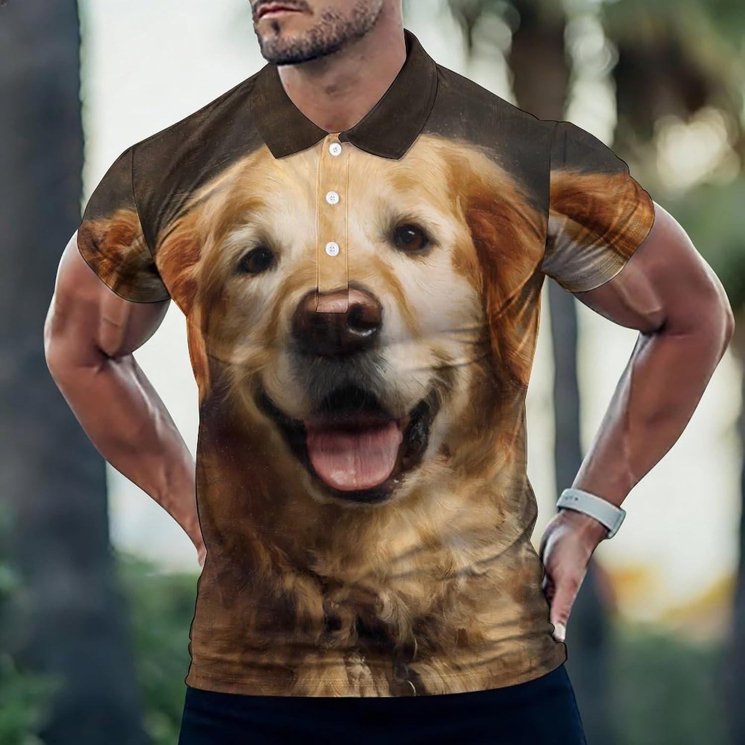 Retriever Dog Cute Face Golf Polo Shirts for Men Casual T Shirts 5X-Large