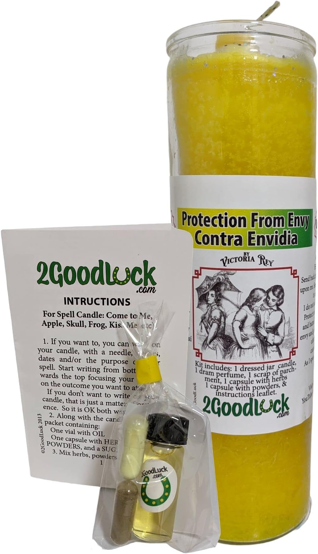 Victoria Rey Protection from Envy Dressed Candle Kit - Veladora Preparada Contra Envidia