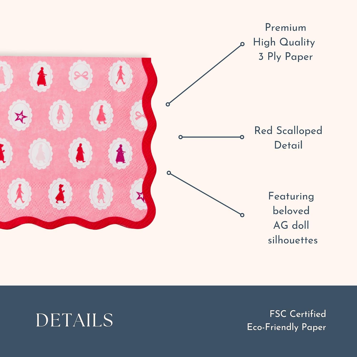 American Girl® x Bonjour Fête Pink Icons Cocktail Napkins, Pack of 20 image 4