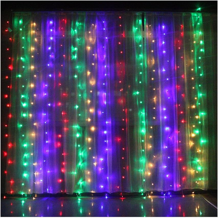 Valuetom 304 LED Curtain Lights Fairy String Twinkle Lighting for Party Wedding Home Garden Decoration 9.8Ft*9.8Ft (Multicolor)