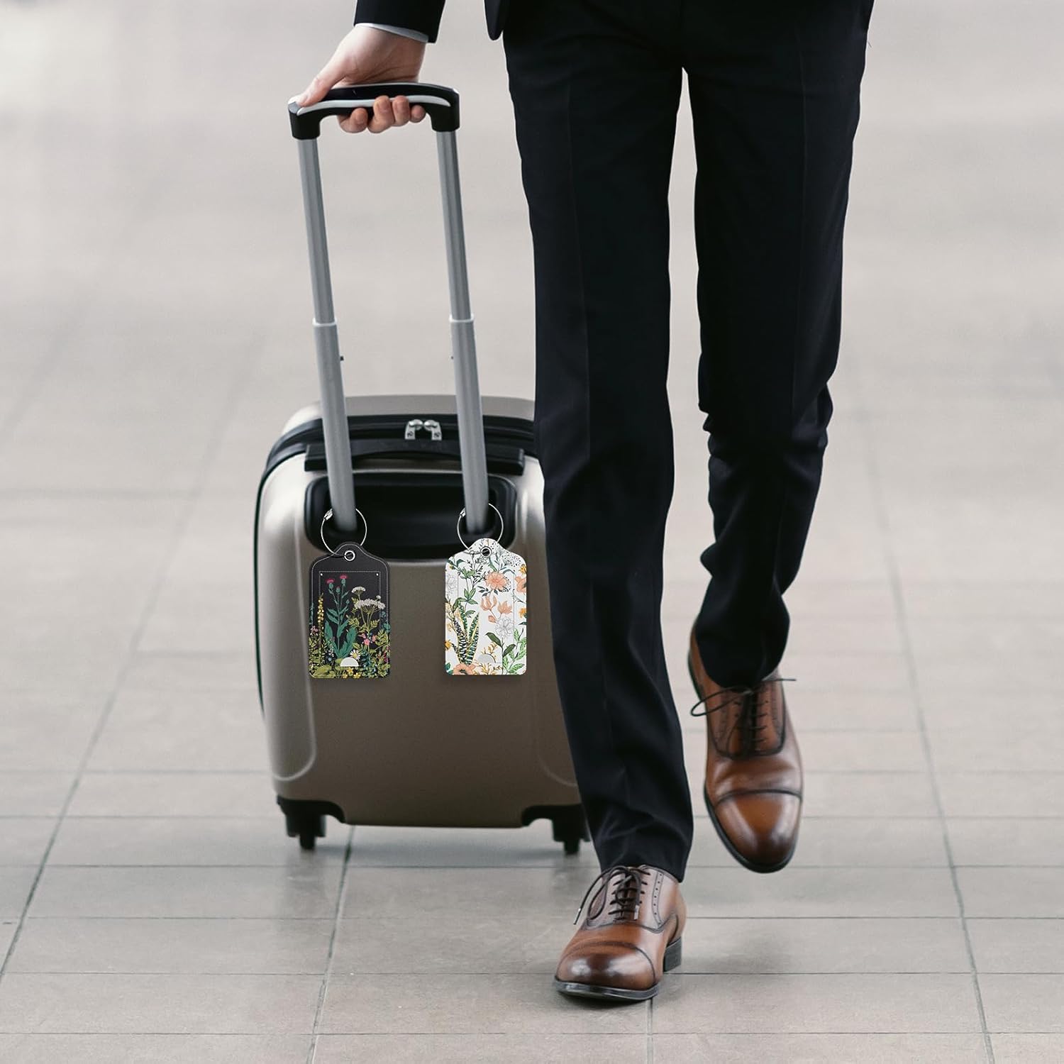 4 Pack PU Leather Luggage Tags for Suitcase, Travel Cruise Luggage Tag with Privacy Flap, Name ID Label and Metal Loop for Women Men Baggage Handbag School Bag Backpack, Pink Marble - Image 7