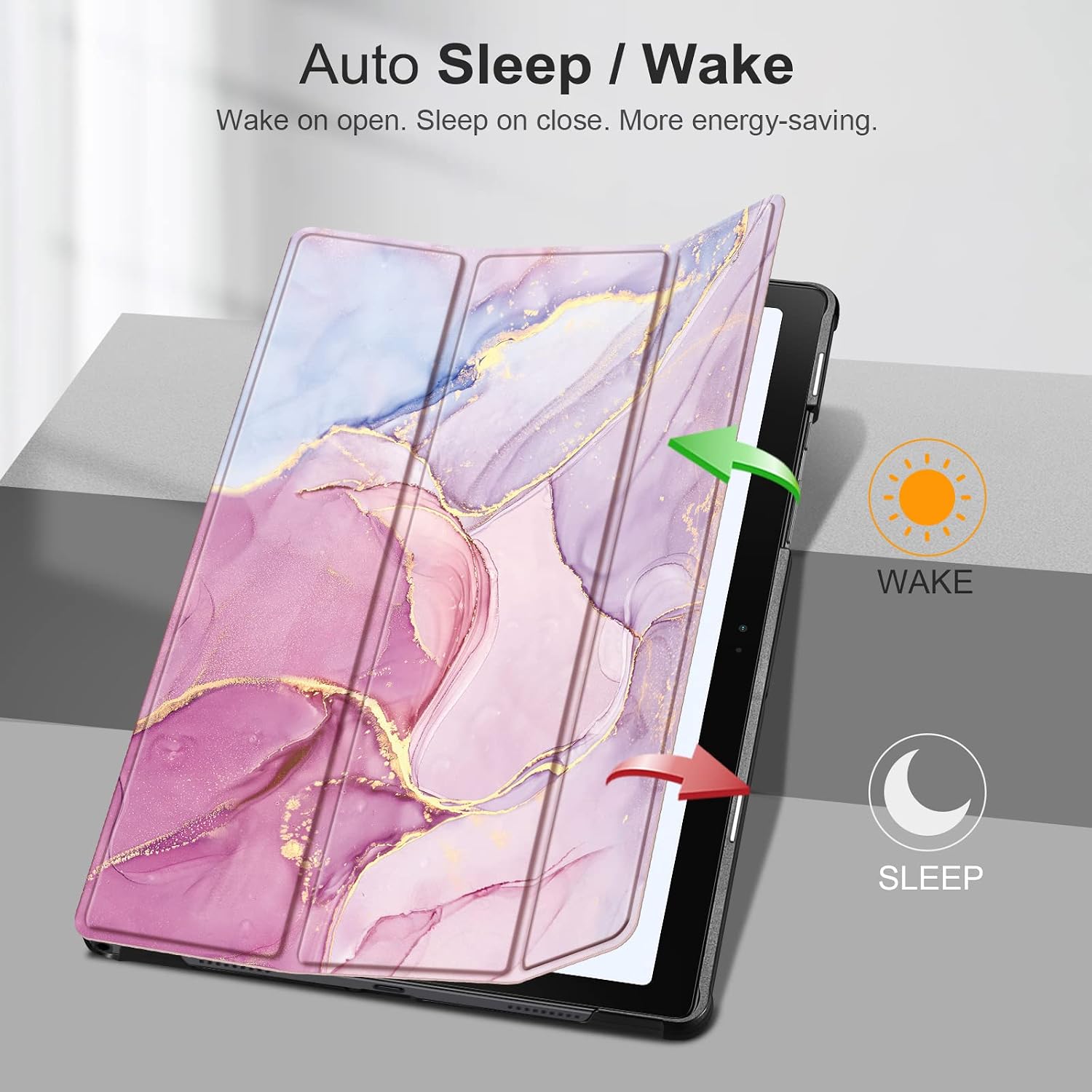 Fintie Slim Case for Samsung Galaxy Tab A8 10.5 Inch 2022, Ultra Thin Lightweight Tri-Fold Stand Cover Auto Wake/Sleep, Glittering Marble