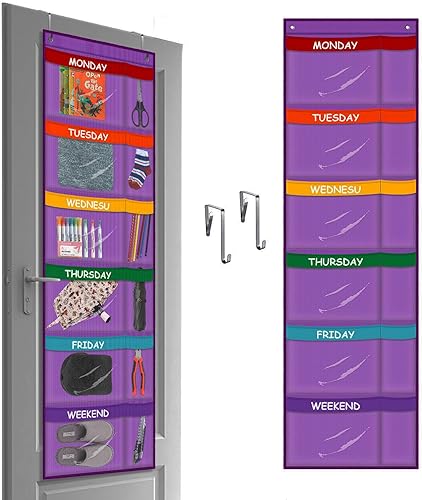 Miniatura 8 de Rainbow - Organizador semanal de ropa infantil para actividades diarias, almacenamiento portátil de ropa para niños, color blanco (blanco)