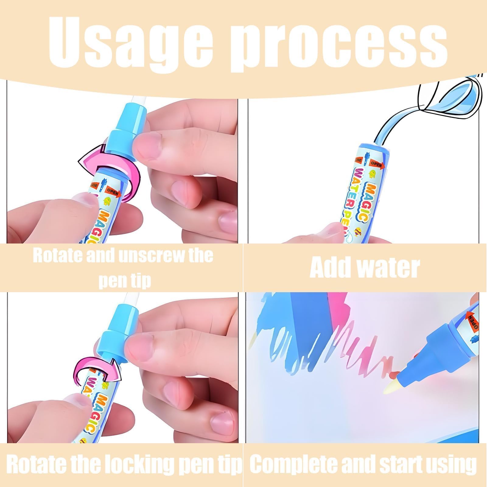 aieieii 6 Pcs Water Pens for Toddlers Replacement Set Reusable Water Creative Toddler Pens Inspire Childrens Creativity - Image 4