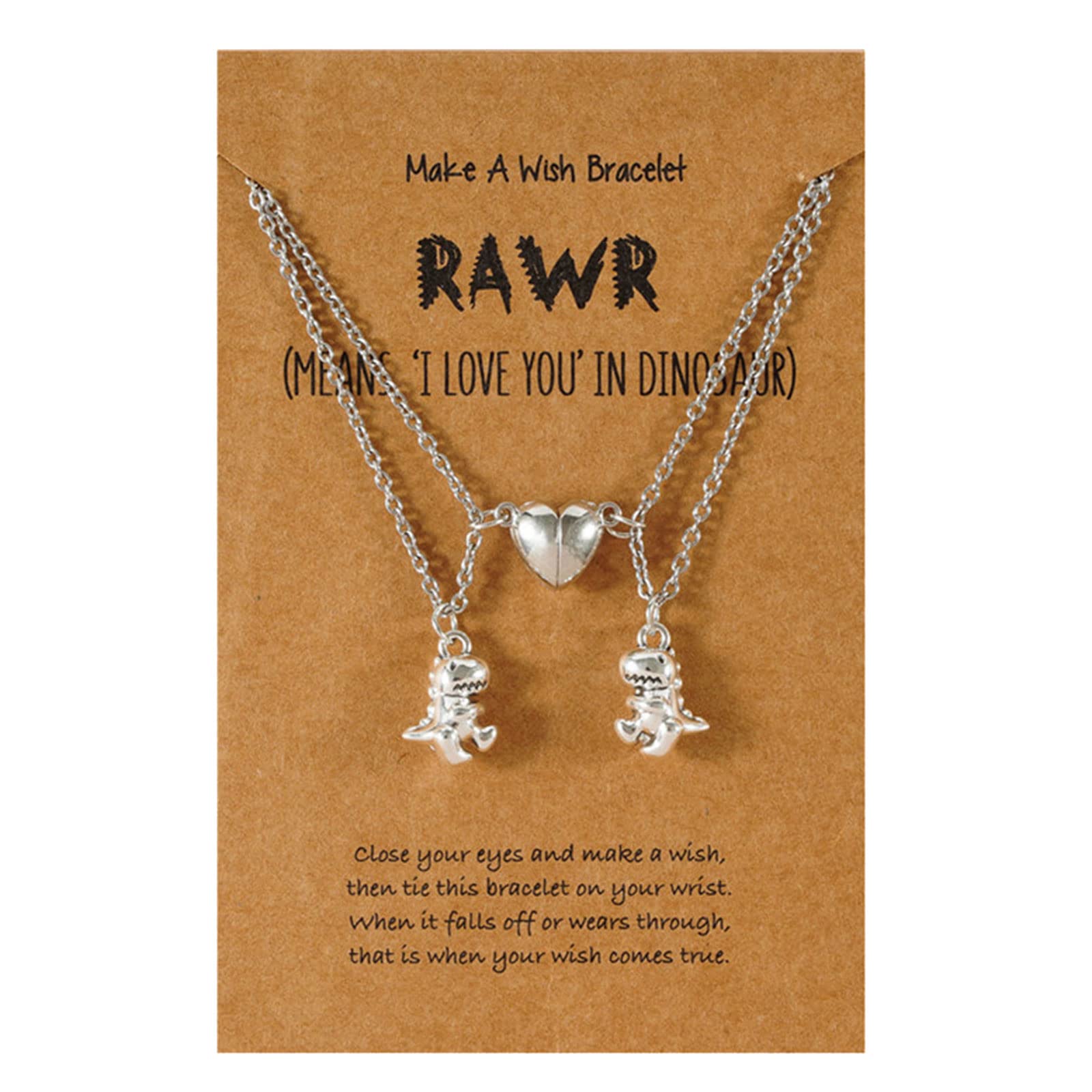 Nongyu Women's 2Pcs Best Friend Necklaces Split Heart Friendship Necklace Dinosaur Pendant Jewelry Birthday For