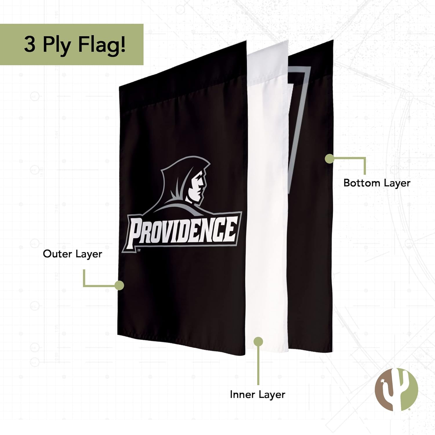 Desert Cactus Providence College PC Garden Flag – 19 x 12 inch Providence Friars Banner, For Outdoor Display and Events (Design A) - Image 3