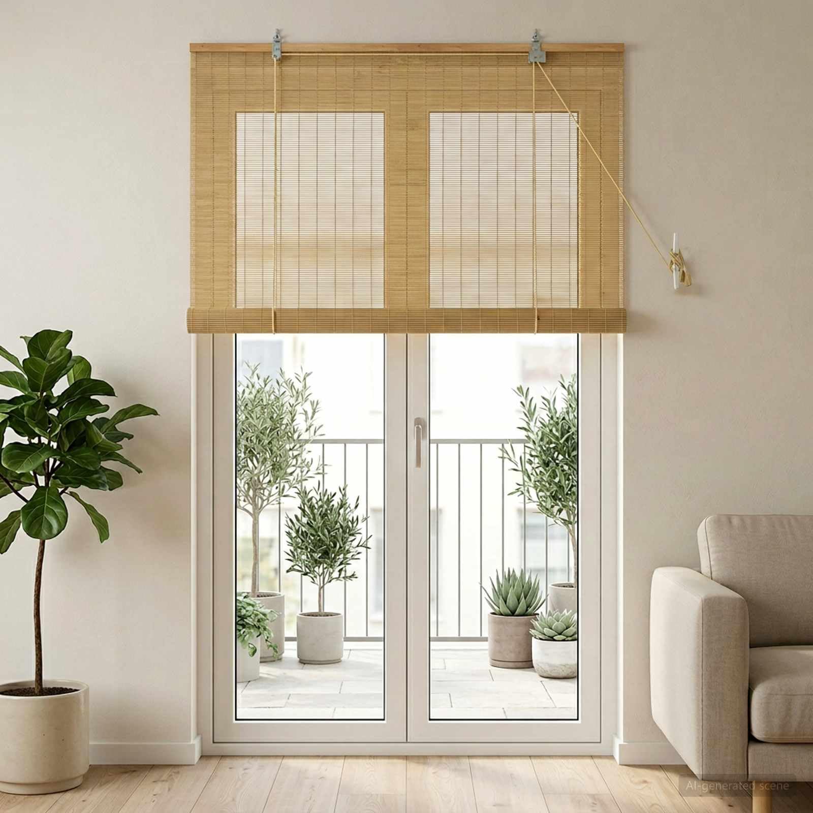 vidaXL Store Enrouleur Naturel 90 x 220 cm Bambou