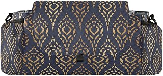 CUPADA Galaxy Sequin Artistic Ethnic Texture Marble Universal Stroller Organizer, Glitter Stroller Organizer Bag with Cup Holders Removable Shoulder Strap Fits Most Baby and Pet Strollers