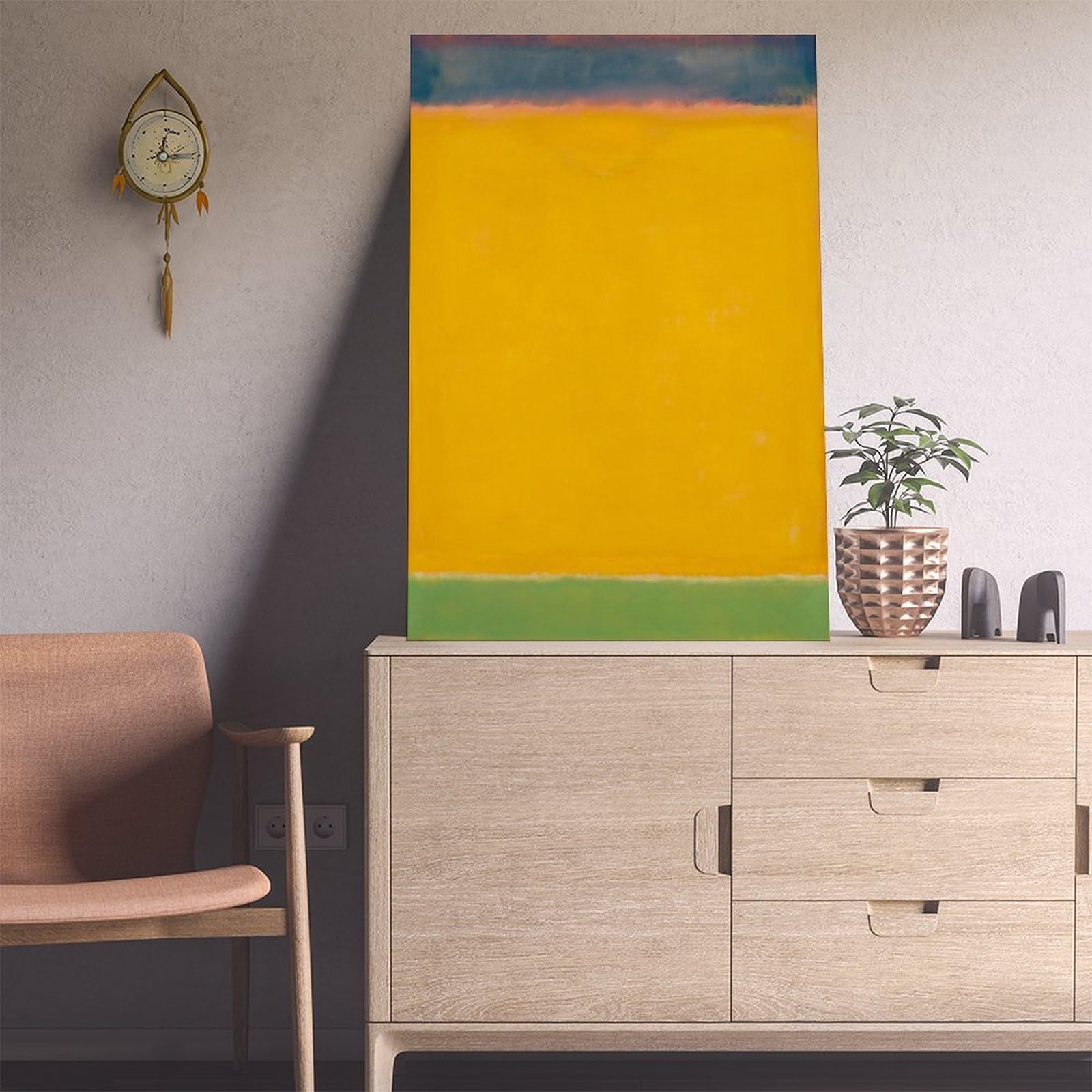 WCYB Mark Rothko Prints plakat bez tytułu (niebieski, żółty, zielony na czerwonym) na płótnie, obraz dekoracyjny, sztuka ścienna do biura, salonu, rama 30,5 x 45,7 cm (dł. x szer.)