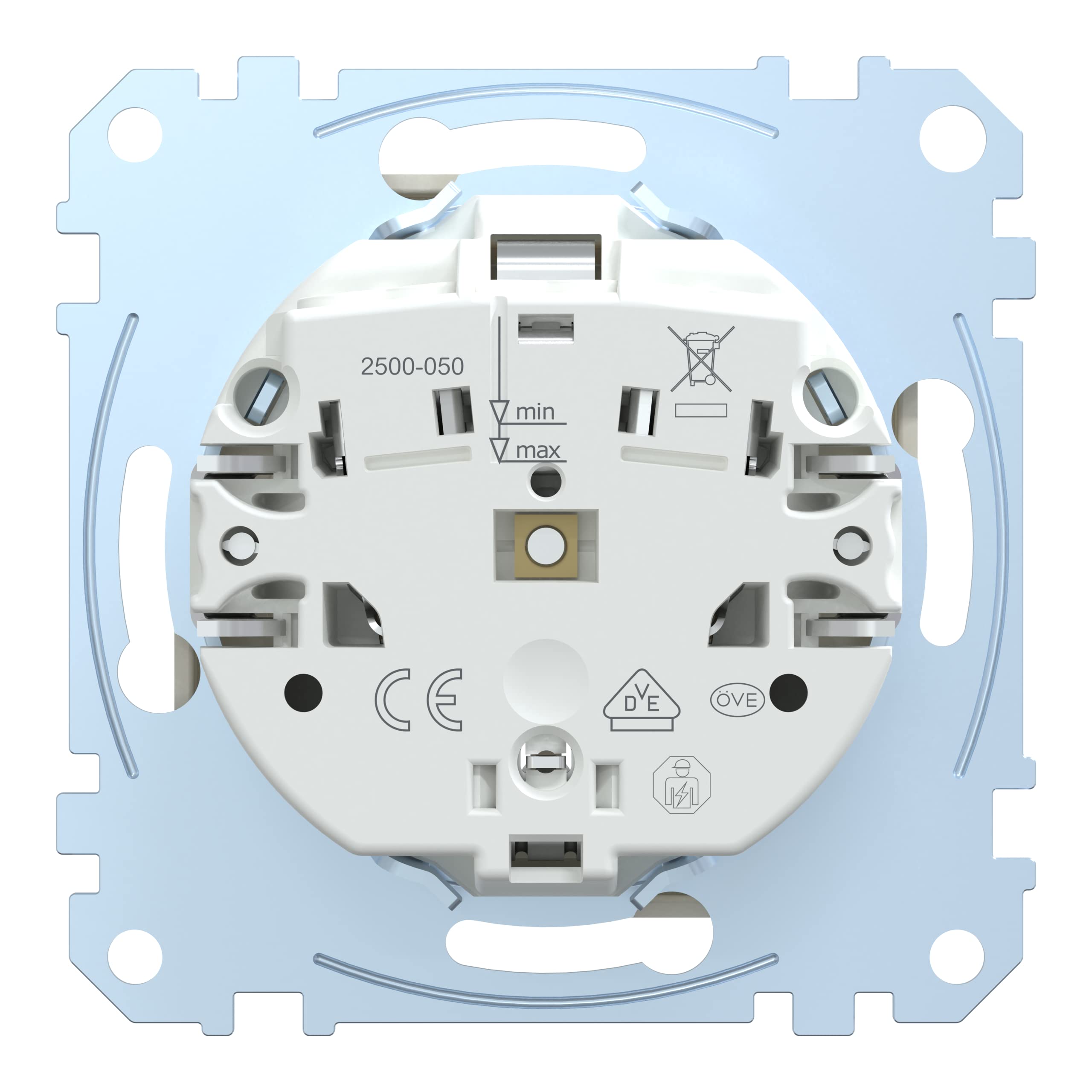 Schneider Electric Merten MEG5134-0000 - Universal Drehdimmer Unterputz Dimmschalter - 4-400 W - Phasenabschnitt - Aluminium, Silber & Schuko-Steckdose, Steckklemmen, System M, MEG2301-0419, Polarweiß