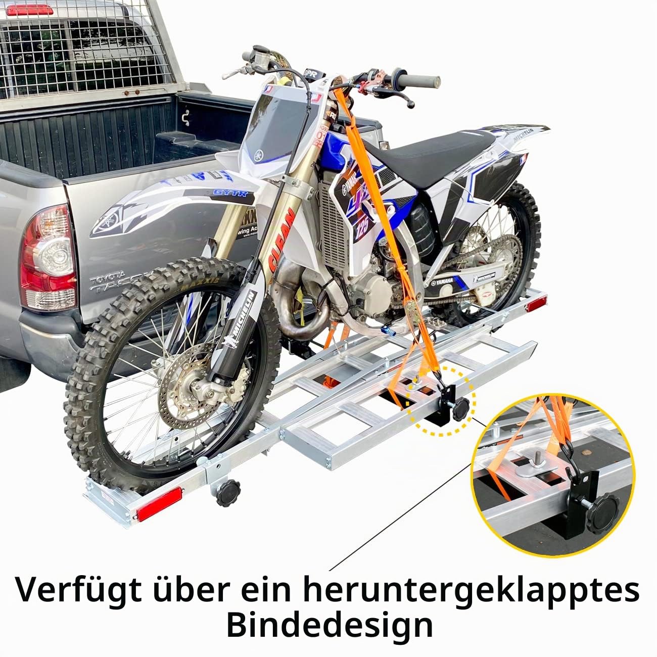 MaxxHaul 50711 Aluminium-Motorradträger – Anhängerkupplung für Dirt Bike mit Laderampe, 180 kg Kapazität, passend für 5,1 cm Anhängerkupplung, leicht und rostfrei