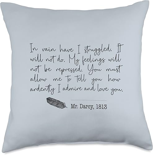 Outfitters Ave. Pride and Prejudice Jane Austen Booktok Bookish Merch - Almohada de 18 x 18 pulgadas, multicolor