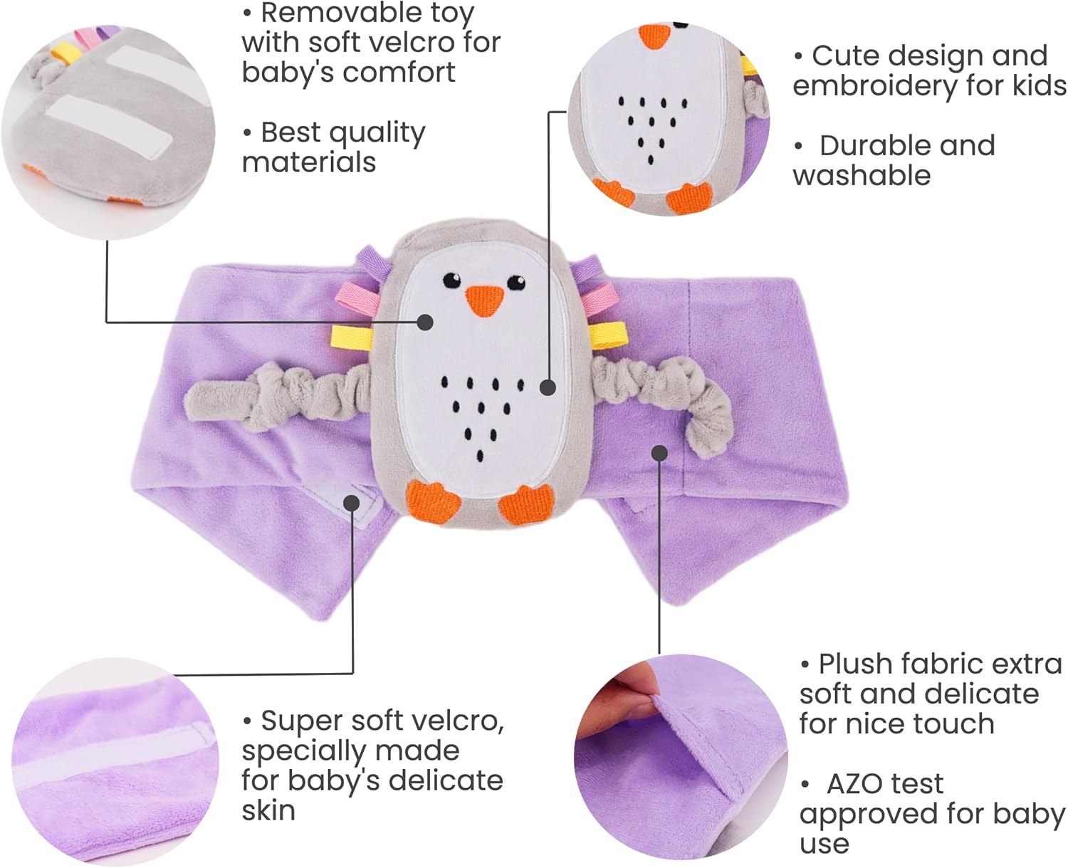 Superse Colic and Gas Relief for Newborns - Colic Calm Baby Heating Pad Belly Band for Upset Stomach and Baby Reflux - Warm Aroma Stomach Band for Fussy Infant Gas with Washcloth (Purple Penguin) : Baby