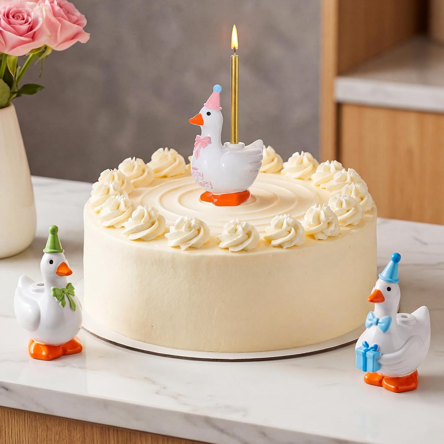Silly Goose Cake Candle Holders Pink Goose Birthday Party Supplies