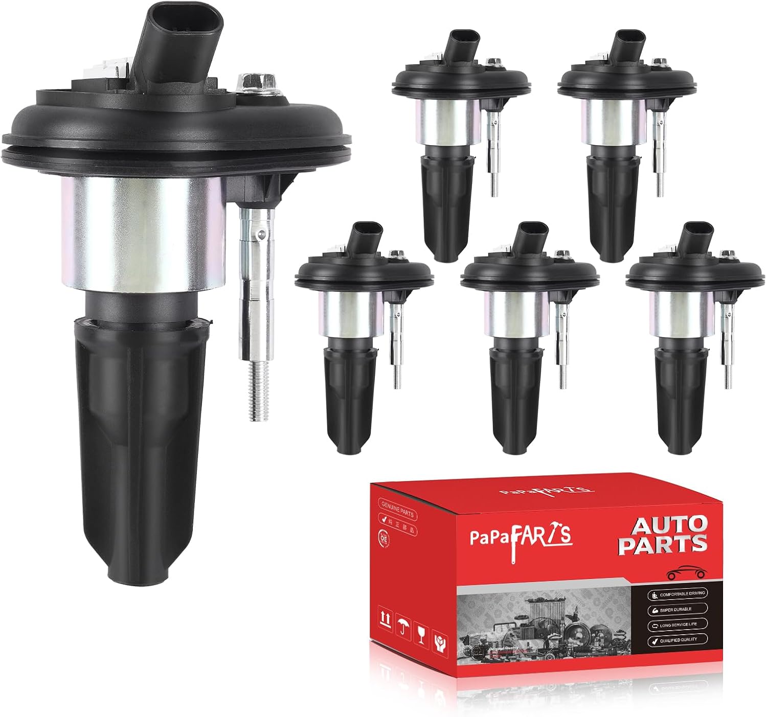 PAPAPARTS Set of 6 Ignition Coil Pack UF303 Compatible with GMC Canyon 2004-2006 Envoy 2002-2005 for Chevy Colorado Trailblazer for Buick Rainier for Isuzu i-370 for Saab 9-7x 2005-2009 C1395