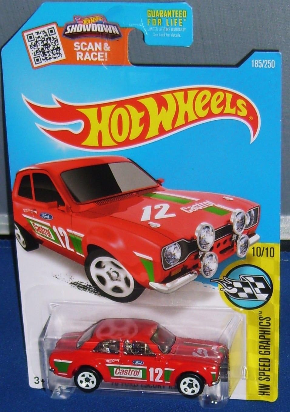 HOT WHEELS '70 FORD ESCORT RS1600 RED RARE HW SPEED GRAPHICS 185/250