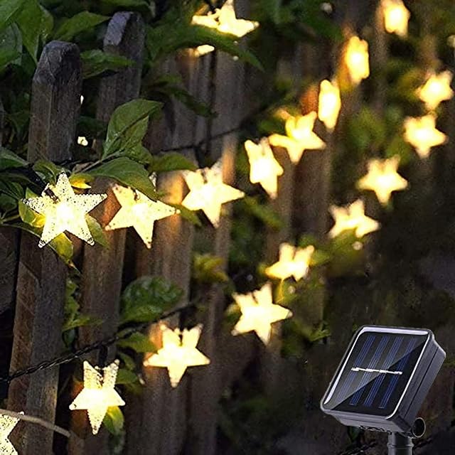 Solar String Light Outdoor, 8m 60 LED Solar Star String Lights Waterproof,8 Modes Solar Powered Fairy Lights, Indoor/Outdoor Festival Lighting for Home, Garden, Patio ,Yard, Party (Warm White