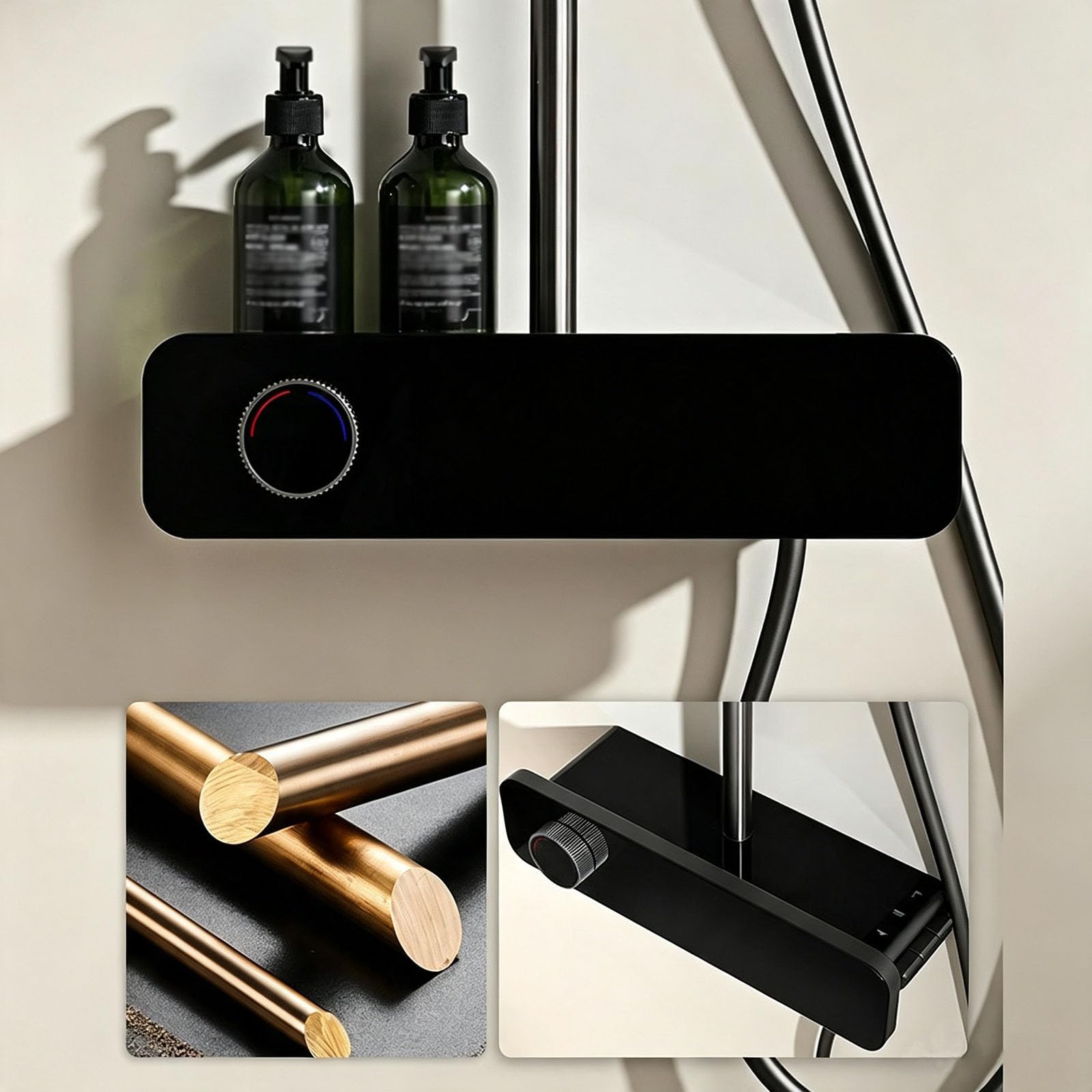 Colonna Doccia Pianoforte Altezza Regolabile Grigio Canna di Fucile | Kit Doccia a Muro con Soffione Doccia Rotondo Regolabile e Cascata e Doccetta