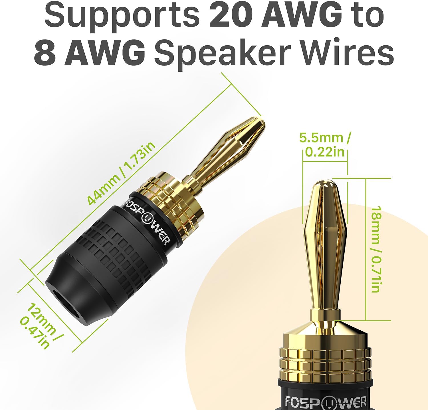 FosPower Banana Plugs 12 Pairs / 24 pcs, Screwless Type 24k Gold Plated Banana Speaker Plug Connectors for Speaker Wire, Home Theater, Audio/Video Receiver and Sound Systems - Image 2
