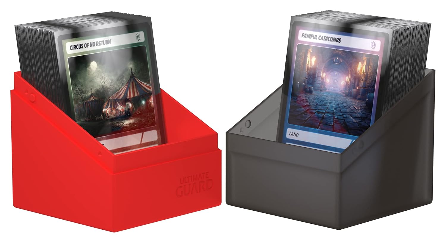Ultimate Guard Boulder Synergy 100+, Deck Case for 100 Double-Sleeved TCG Cards, Black/Red, Secure & Durable Storage for Trading Card Games
