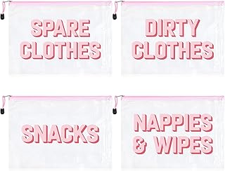 4Pcs Diaper Bag Organizing Pouches Hospital Diaper Bag Organizing Clear Waterproof TPU Kids Toiletry Storage Set Makeup Travel Packing Clutch Cube Bags for Baby Nursing