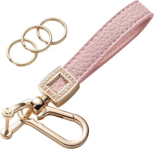 Miniatura 7 de Gematay Llavero de cuero de microfibra para automóvil, llavero universal para hombres y mujeres, color negro