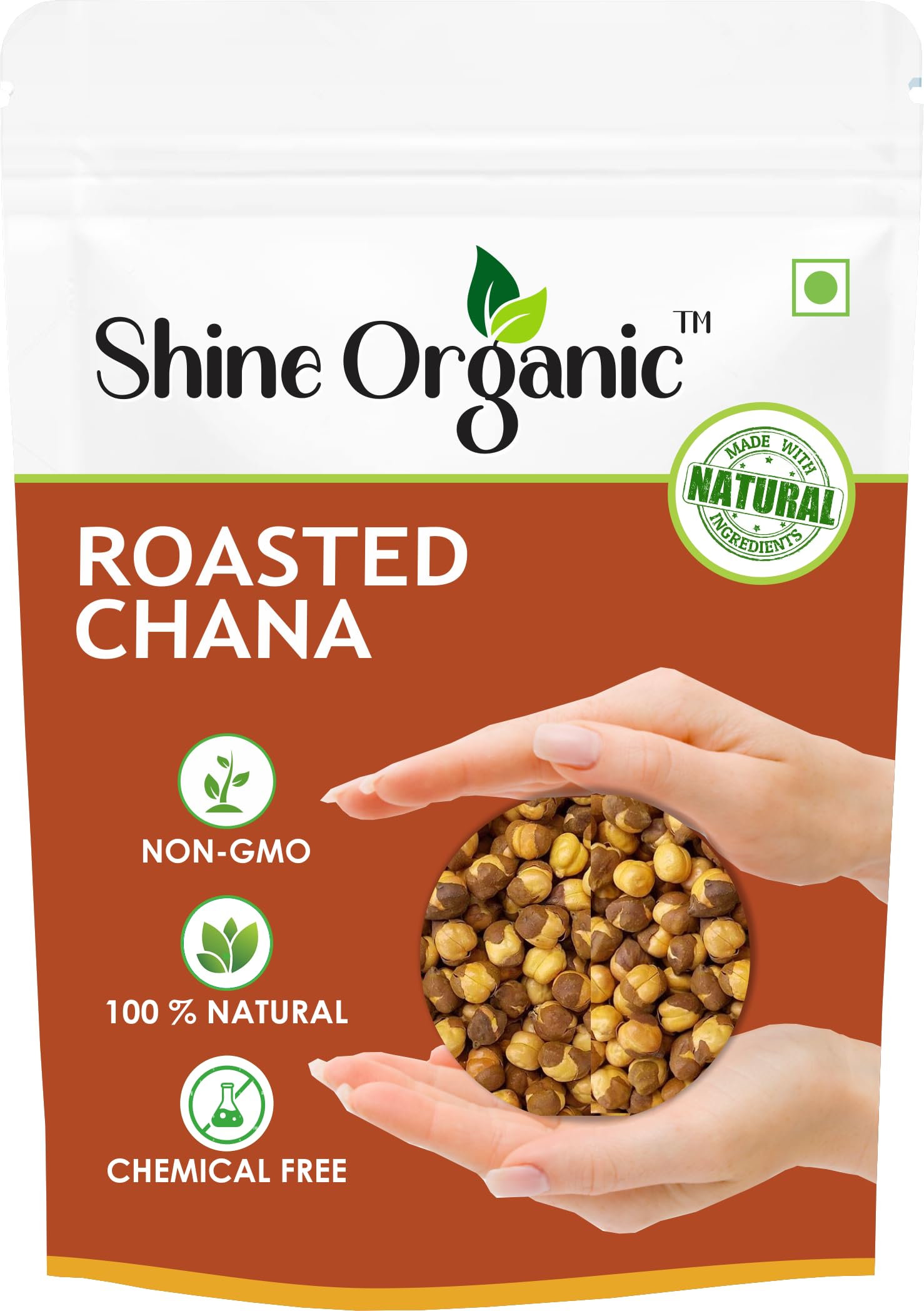 Shine Organic Roasted Chana,Roasted Bhuna Chana, Chickpeas, Whole With Skin - (400 gm) Immunity Booster and Fiber Rich