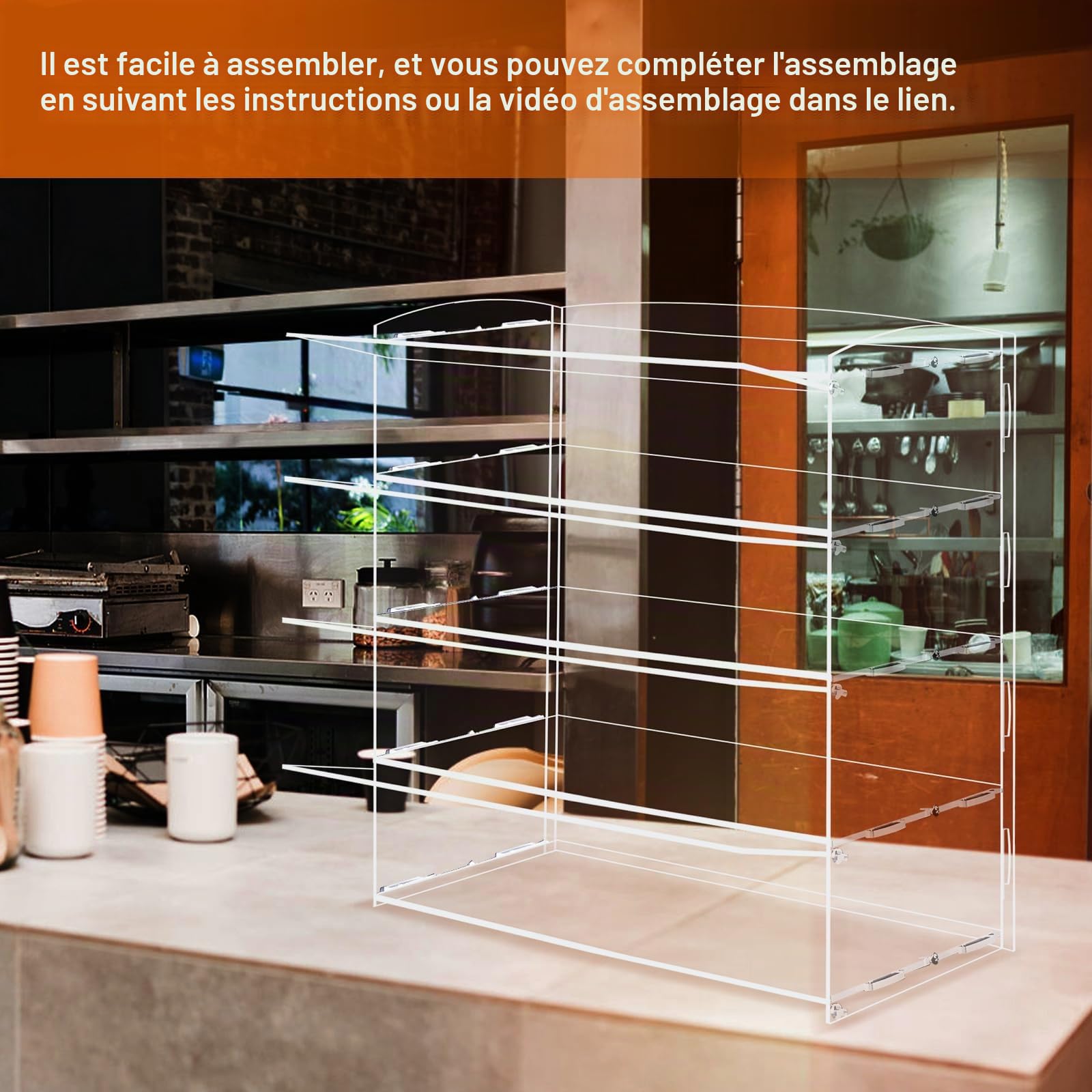 BAOSHISHAN Présentoir à pâtisserie en acrylique transparent à 4 niveaux avec pince de service pour gâteaux, gâteaux, beignets, 50,8 x 24,9 x 50,9 cm (L x l x H) (4 niveaux)