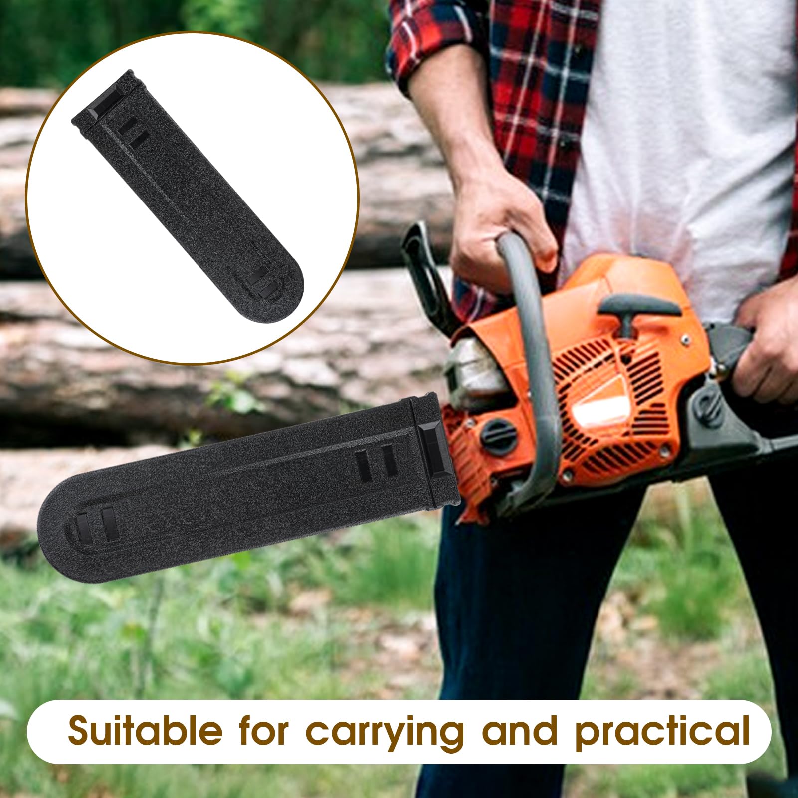 Chainsaw Chain Cover – 20" Bar Scabbard With Scale, Fits 16-20 Inch Bars, Lightweight Plastic Guard For Rust & Scratch Protection (Orange)