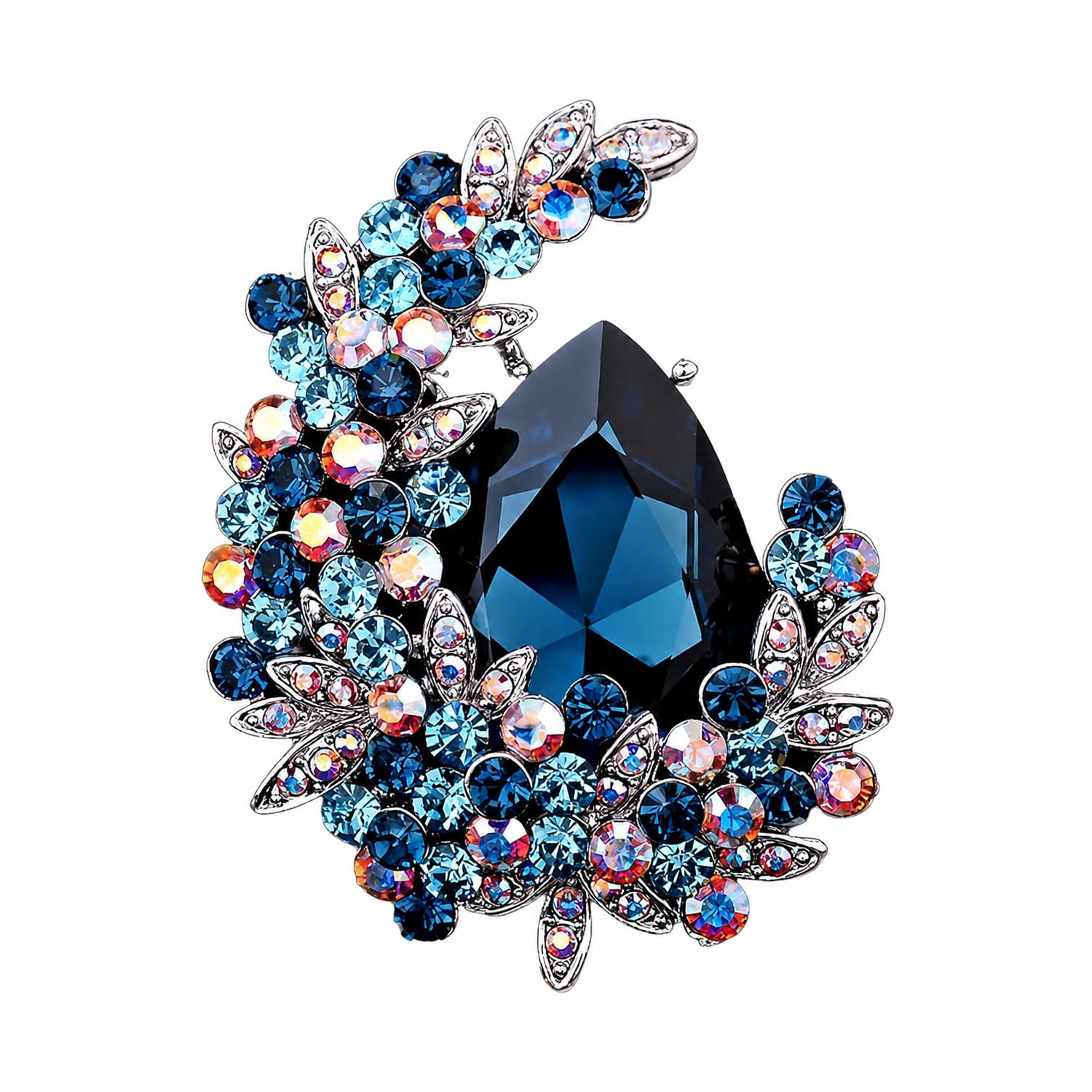 Brooch Pin Fashion Crystal Rhinestone Jewellery Pin Vintage Clothing Accessories Decoration Moon Design Blue Diamond Brooches For Women- S220-image-47
