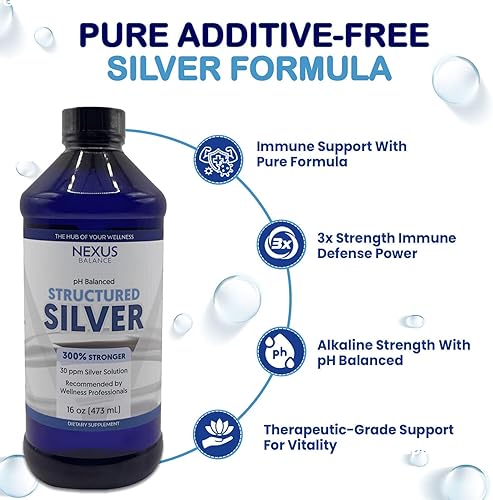 Miniatura 3 de Suplemento líquido de plata estructurada alcalina 30PPM - Apoyo a la salud inmune e intestinal - Solución nano plata extra fuerte - Sin aditivos y