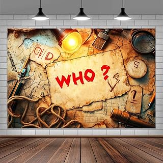 7 x 5 ft Murder Mystery Photo Backdrop Detective Agent Spy Theme Investigation Suspects Photos Clue Evidence Crime Themed Birthday Party Decorations Banner for Teen Boys