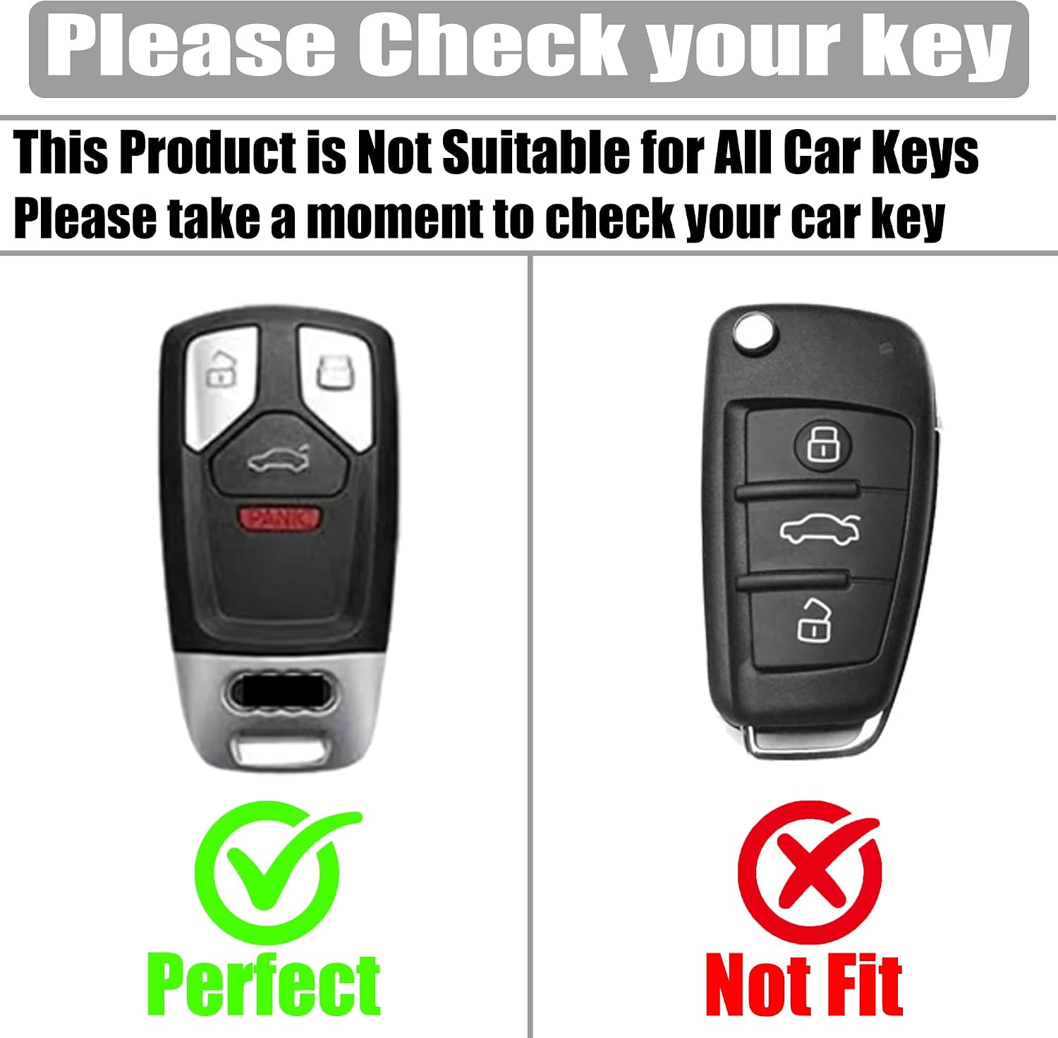Soft TPU & Leather Key Fob Cover Compatible with Audi 4-Button image 2