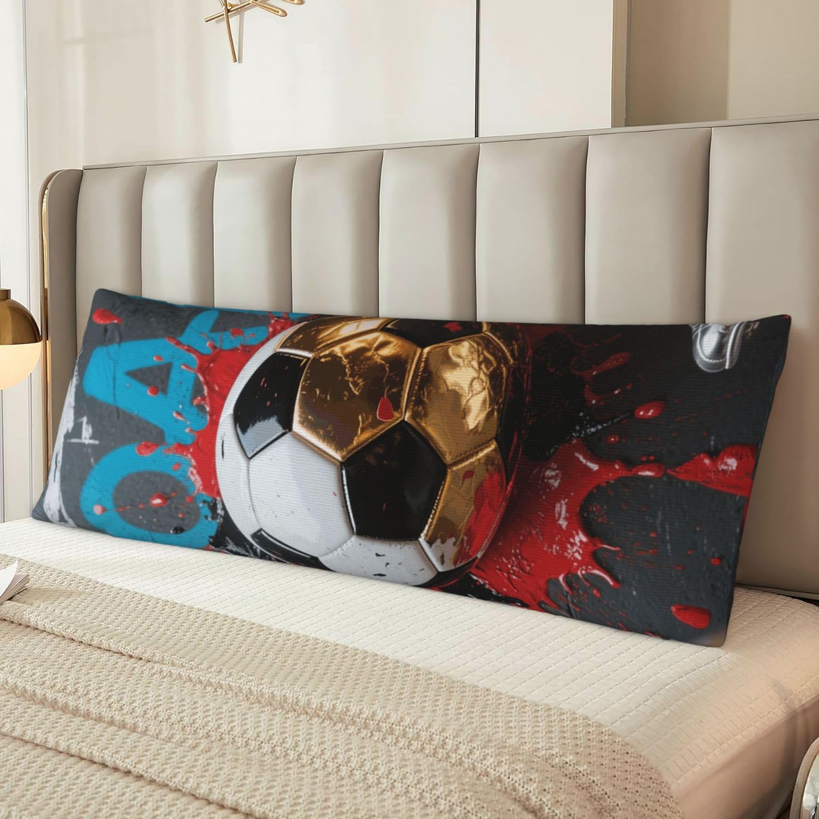Soccer Body Pillow Cover with Hidden Zipper 54"X20",Ultra Soft Microfiber Long Pillow Case Decorative Bedding Pillowcase Cushion Cover Cases for Bedroom Couch Sofa,Home Gifts