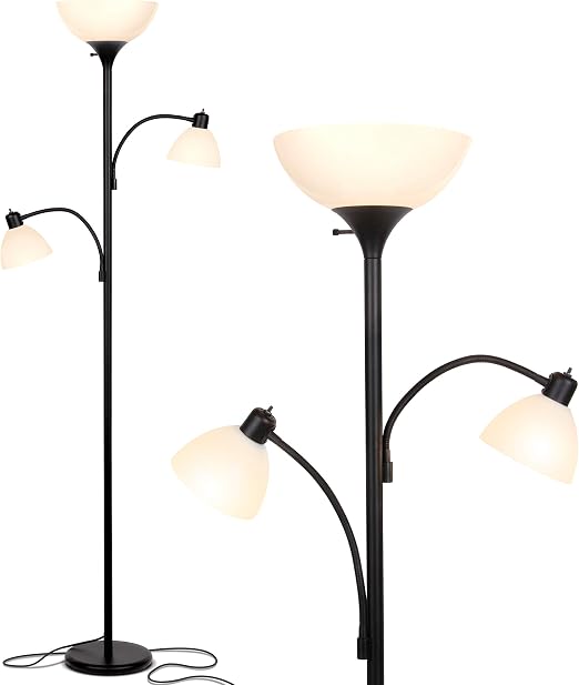 Brightech Sky Dome Double LED Floor lamp, Torchiere Super Bright Floor ...