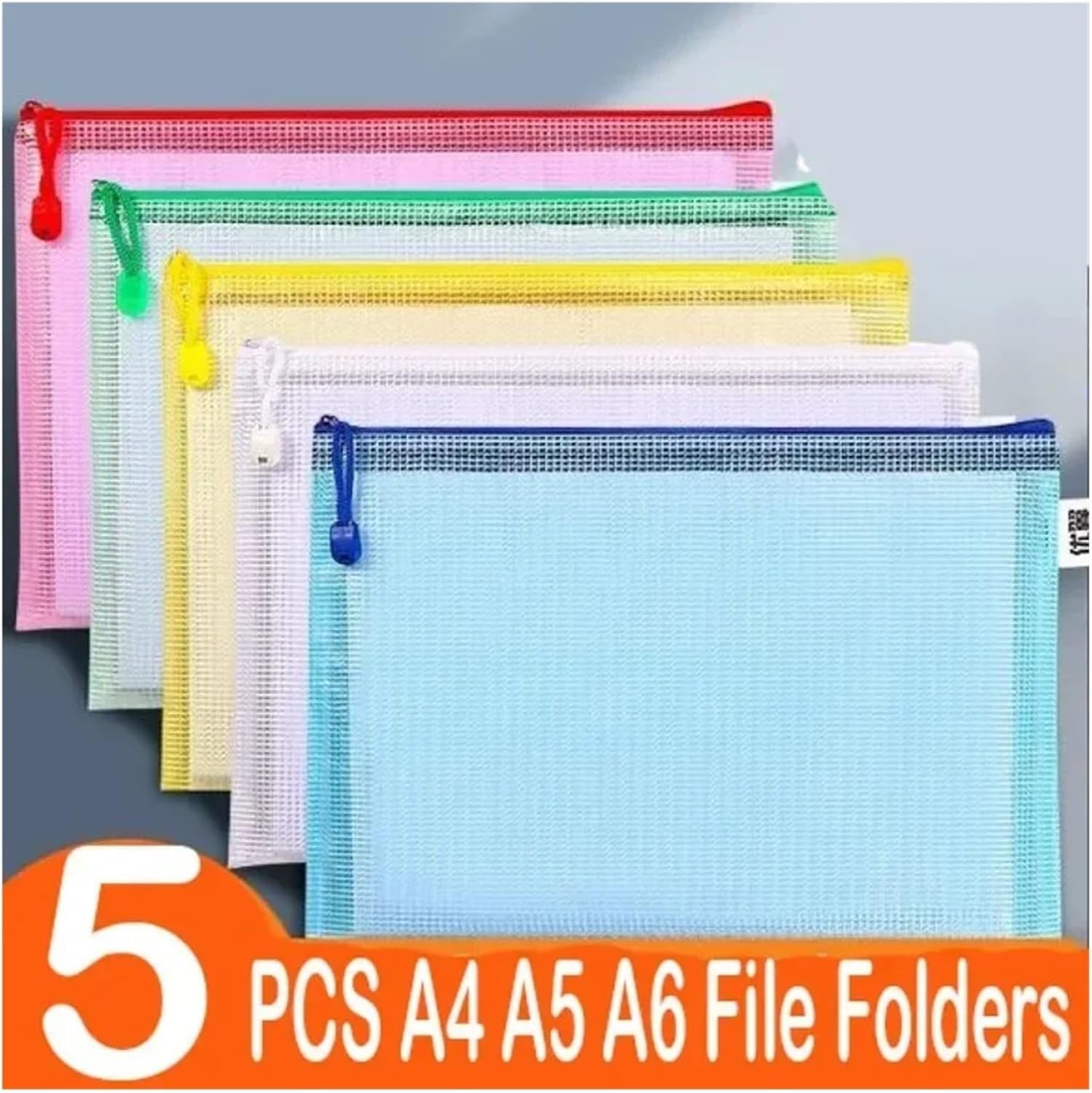 Borse con zip a rete Borsa con cerniera in rete 5 pezzi A4 A5 A6 Borsa for documenti Cartella portaoggetti for cancelleria Cartella con cerniera in rete Cartelle portadocumenti con cerniera Forniture
