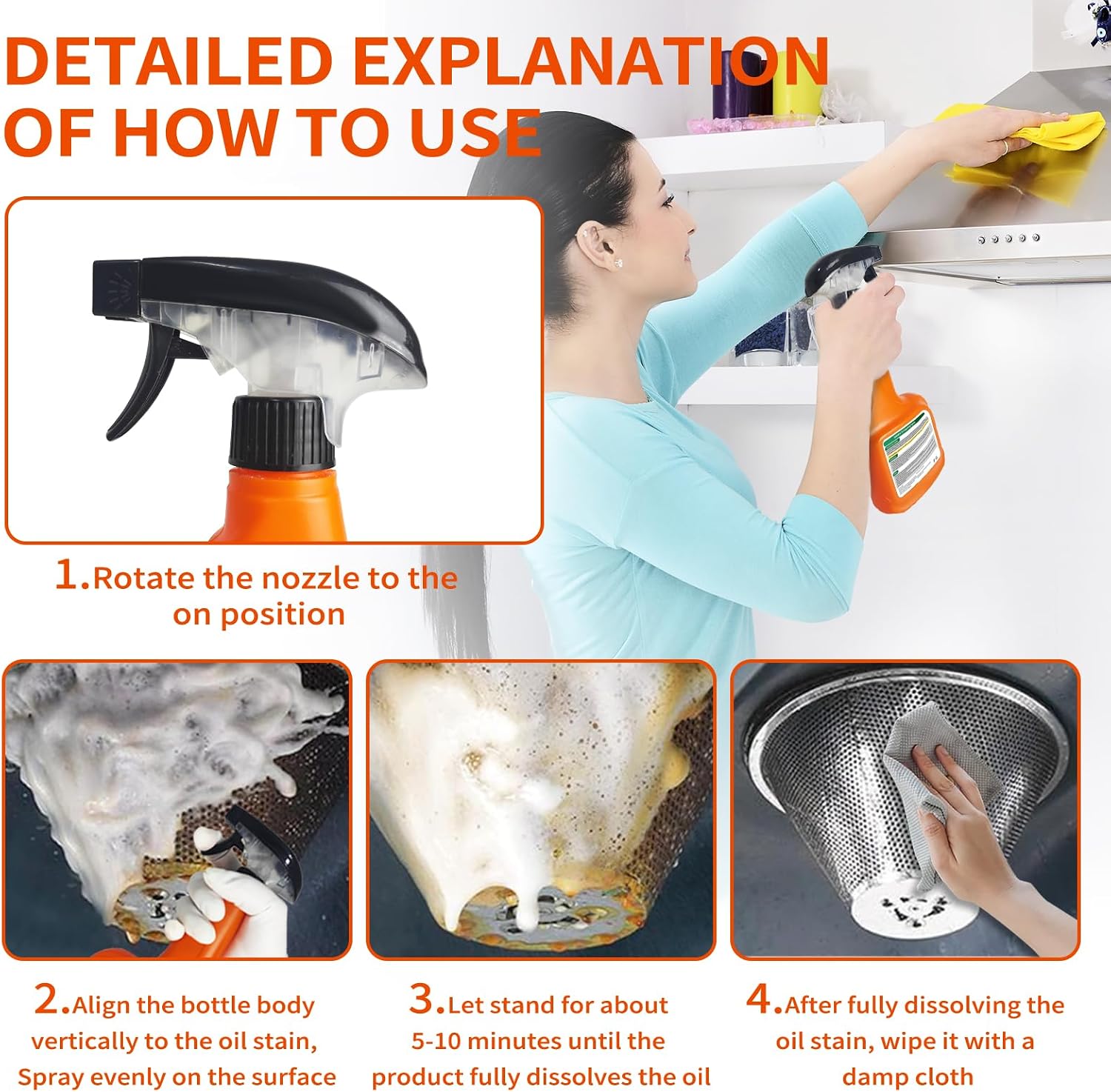 Heavy Duty Kitchen Degreaser Spray,for Kitchen & Outdoor Cooking Degreasing