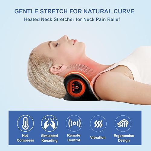 Miniatura 3 de Masajeador de cuello, relajante de cuello y hombros con calor, dispositivo portátil de tracción cervical de hombro inalámbrico para aliviar el