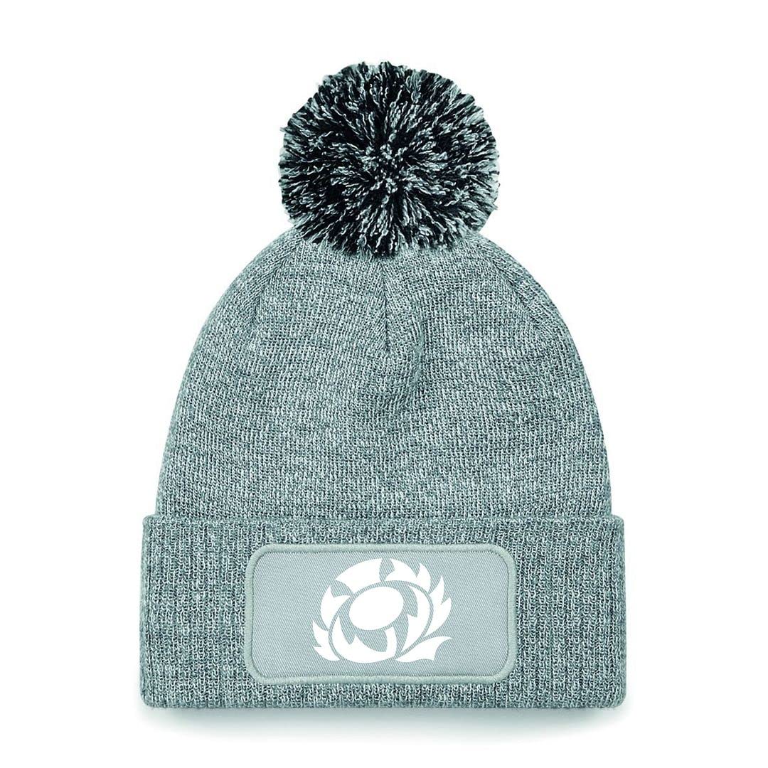 Cyclops Print Scotland Bobble Beanie Rugby Hat Grey