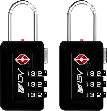 BV TSA Accepted Luggage Travel Lock, Set-Your-Own Combination Lock for School Gym Locker, Luggage Suitcase Baggage Locks, Filing Cabinets, Toolbox, Case Black, 2 Pack