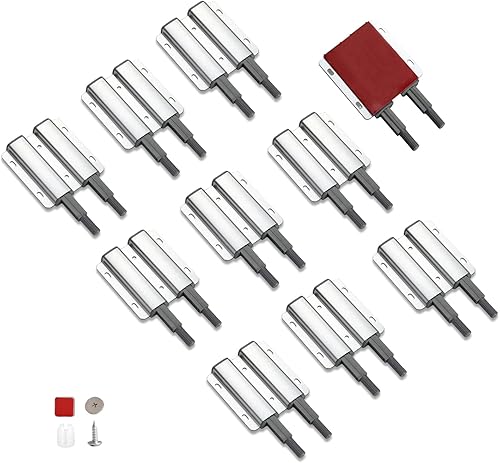 Vista 14 de Pestillo de puerta de empuje para abrir, paquete de 5 cierres magnéticos, adhesivo resistente al tacto para empujar para abrir, cierre magnético