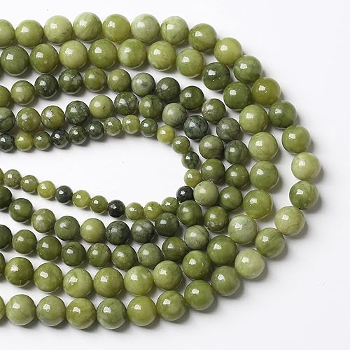 Miniatura 2 de 36 cuentas sueltas de jade verde chino de piedra natural de 0.394 pulgadas para hacer joyas, pulseras y collares, 1 hebra