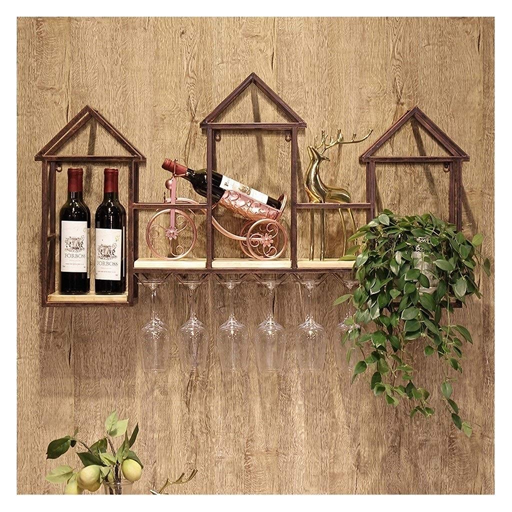 Casier à vin en bois massif créatif avec porte-verre suspendu pour restaurant et armoire