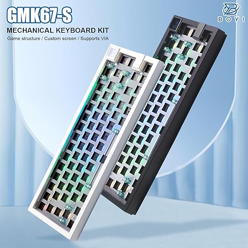 Miniatura 4 de BOYI GMK67S-65% Kit de teclado, intercambiable en caliente BT5.0/2.4G/Tipo-C, kit montado en junta de teclado mecánico inalámbrico RGB trimodo, kit